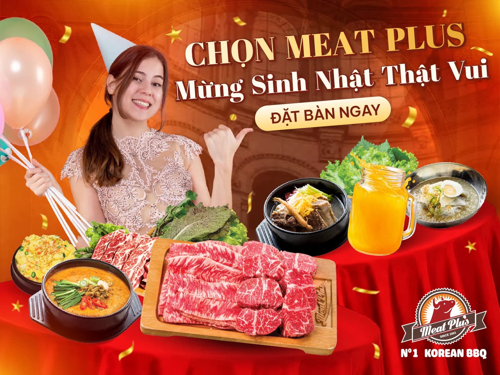 Gợi ý địa điểm tổ chức sinh nhật – Nhà hàng thịt nướng Meat Plus 🥩🎂
