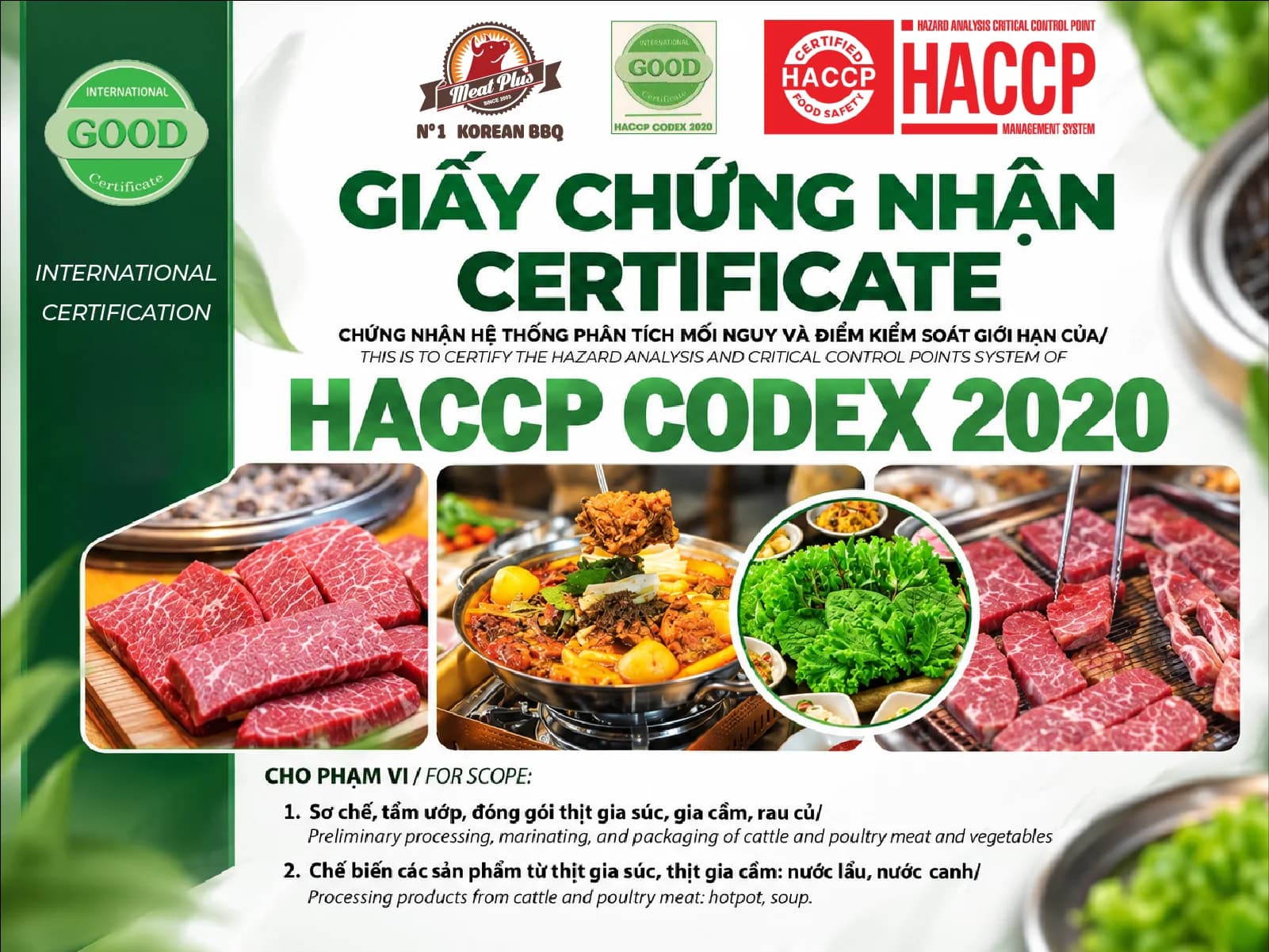 🌿 MEAT PLUS ĐẠT CHỨNG NHẬN HACCP – AN TÂM CHẤT LƯỢNG, TRỌN VẸN HƯƠNG VỊ 🌿